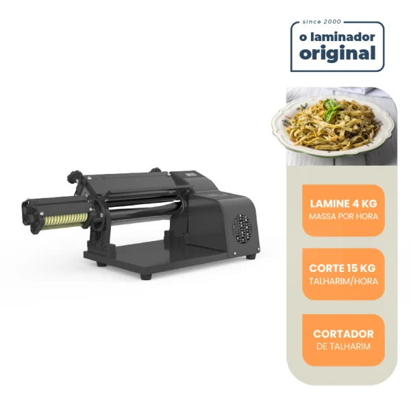 Laminador eléctrico de masas 28 cm con cortador 220V carenado de ABS negro cromado - Imagen 2